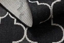 Alfombra de cuerda sisal FLOORLUX 20607 Espaldera marroquí negro / plateado