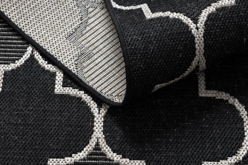 Alfombra de cuerda sisal FLOORLUX 20607 Espaldera marroquí negro / plateado