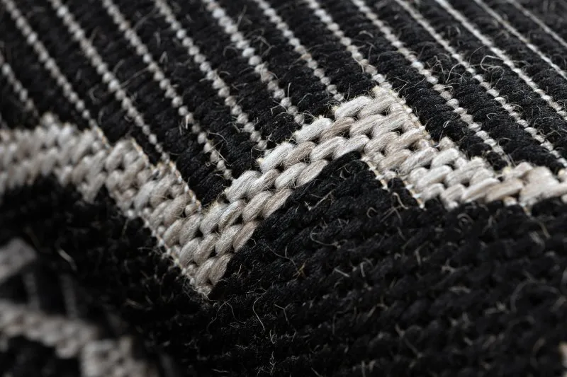 Alfombra de cuerda sisal FLOORLUX 20607 Espaldera marroquí negro / plateado