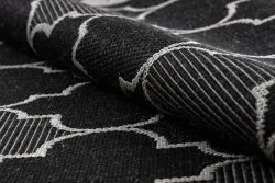 Alfombra de cuerda sisal FLOORLUX 20607 Espaldera marroquí negro / plateado