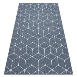 Alfombra de cuerda sisal FLAT 48721/591 Cubos 3D azul