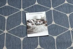 Alfombra de cuerda sisal FLAT 48721/591 Cubos 3D azul