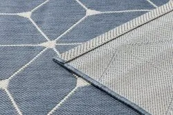 Alfombra de cuerda sisal FLAT 48721/591 Cubos 3D azul