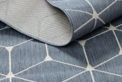 Alfombra de cuerda sisal FLAT 48721/591 Cubos 3D azul