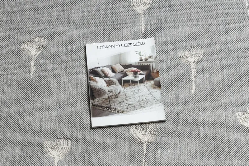 Dywan SZNURKOWY SIZAL FLAT 48779/637 Kwiatuszki szary krem 