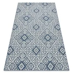 Alfombra de cuerda sisal COLOR 19247/699 Cuadrados Rombos Azulejo azul