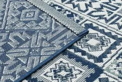 Alfombra de cuerda sisal COLOR 19247/699 Cuadrados Rombos Azulejo azul