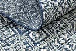 Alfombra de cuerda sisal COLOR 19247/699 Cuadrados Rombos Azulejo azul