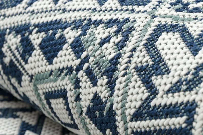 Alfombra de cuerda sisal COLOR 19247/699 Cuadrados Rombos Azulejo azul