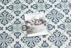 Alfombra de cuerda sisal COLOR 19246/969 Flores blanco