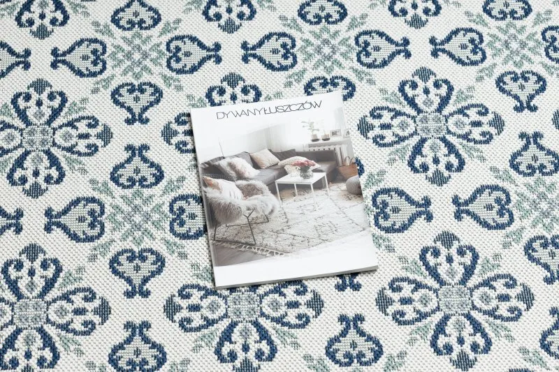 Alfombra de cuerda sisal COLOR 19246/969 Flores blanco