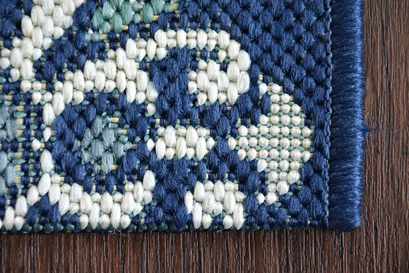 Alfombra de cuerda sisal COLOR 19246/699 Flores azul