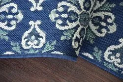 Alfombra de cuerda sisal COLOR 19246/699 Flores azul