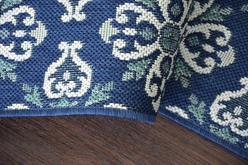 Alfombra de cuerda sisal COLOR 19246/699 Flores azul
