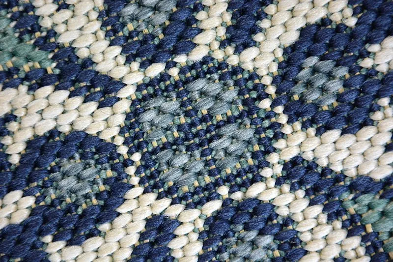 Alfombra de cuerda sisal COLOR 19246/699 Flores azul