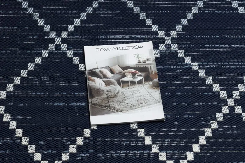 Alfombra de cuerda sisal COLOR 47268/309 Rombos Cuadrados azul