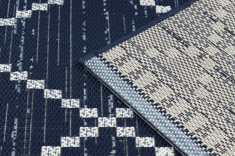 Alfombra de cuerda sisal COLOR 47268/309 Rombos Cuadrados azul