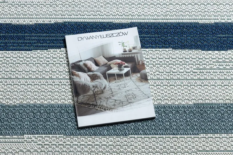 Alfombra COLOR 19676369 SISAL líneas beige / azul