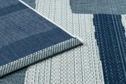 Alfombra COLOR 19676369 SISAL líneas beige / azul