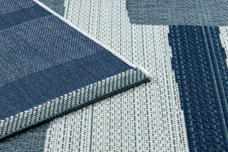 Alfombra COLOR 19676369 SISAL líneas beige / azul
