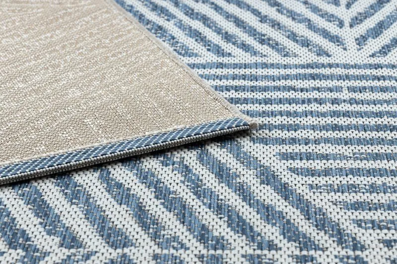 Alfombra COLOR 47176360 SISAL líneas, triangulos, zigzag beige / azul