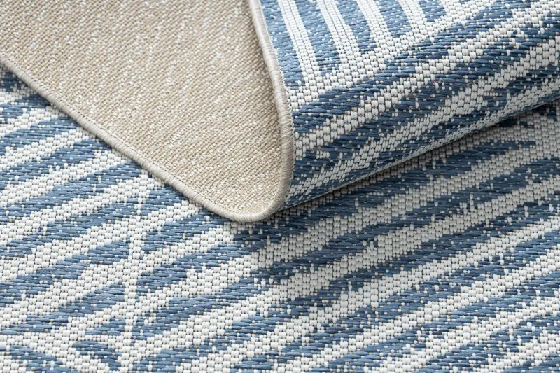 Alfombra COLOR 47176360 SISAL líneas, triangulos, zigzag beige / azul