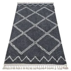 Alfombra BERBER ASILA B5970 gris/blanco Franjas Bereber Marroquí Shaggy