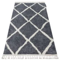Alfombra BERBER Cuadriculado B5950 gris/blanco Franjas Bereber Marroquí Shaggy