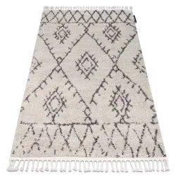 Alfombra BERBER FEZ G0535 crema/marrón Franjas Bereber Marroquí Shaggy