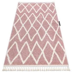 Alfombra BERBER BENI rosado Franjas Bereber Marroquí Shaggy