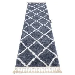 Alfombra, alfombra de pasillo BERBER CROSS gris – para la cocina, entrada, pasillo