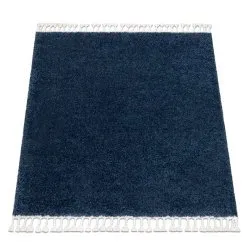 Alfombra BERBER cuadrado 9000 azul oscuro Franjas Bereber Marroquí Shaggy