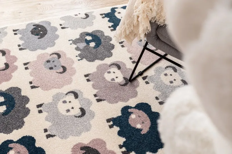 Alfombra HEOS 78468 Ovejas crema/rosa/azul/gris