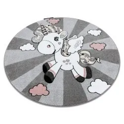 Alfombra PETIT UNICORN UNICORNIO círculo gris