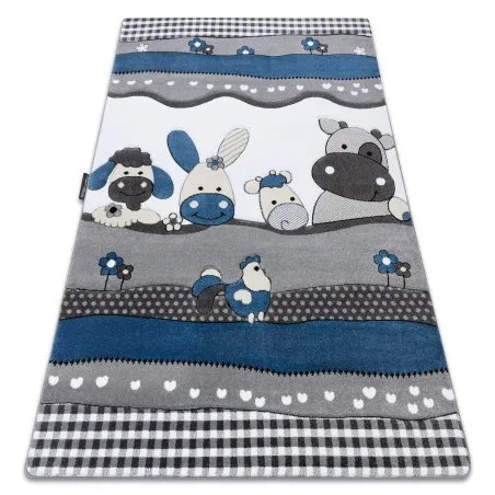 Alfombra PETIT FARM GRANJA Los animales azul