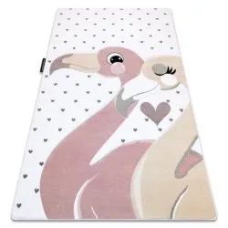 Alfombra PETIT FLAMINGOS FLAMENCOS CORAZONES crema