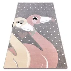 Alfombra PETIT FLAMINGOS FLAMENCOS CORAZONES gris