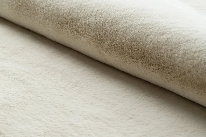 Alfombra BUNNY círculo beige Imitación de piel de conejo