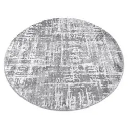 Alfombra MEFE moderna Circulo 8722 Líneas vintage - Structural dos niveles de vellón gris / blanco
