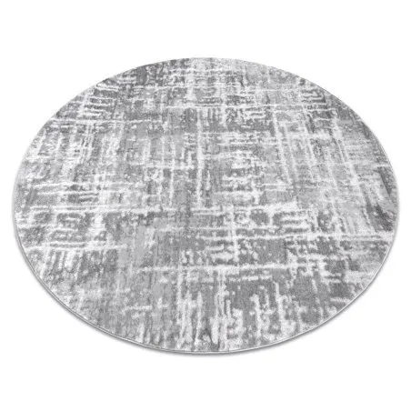 Alfombra MEFE moderna Circulo 8722 Líneas vintage - Structural dos niveles de vellón gris / blanco
