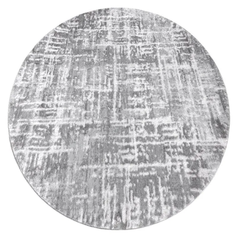 Alfombra MEFE moderna Circulo 8722 Líneas vintage - Structural dos niveles de vellón gris / blanco