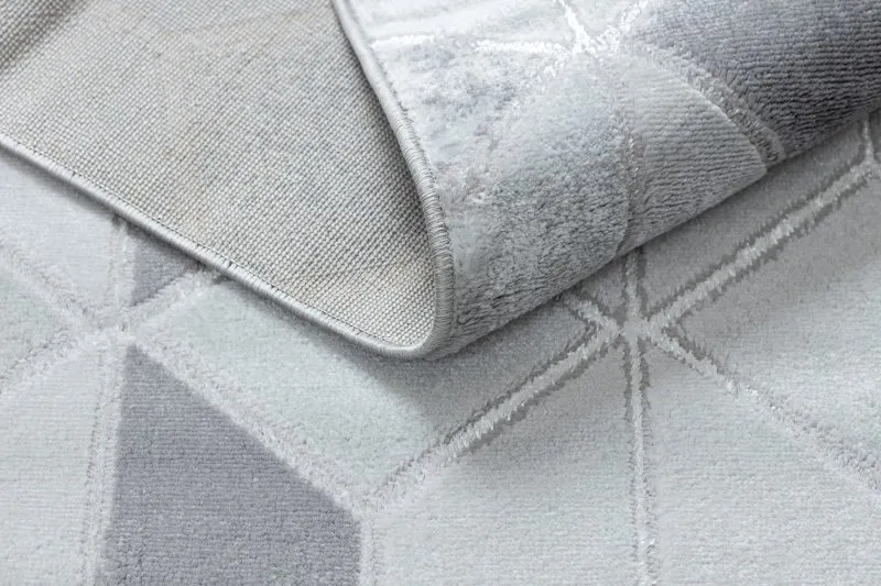 Dywan MEFE nowoczesny B400 Kostka, geometryczny 3D - Strukturalny, dwa poziomy runa szary