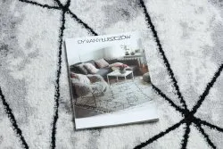 Dywan nowoczesny COZY Polygons, geometryczny, trójkąty - Strukturalny, dwa poziomy runa szary