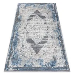 Alfombra NOBLE moderna 9479 63 Ornamento vintage - Structural dos niveles de vellón crema / azul