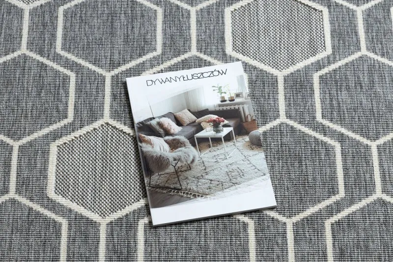 Alfombra SPRING 20404332 Sisal hexagonal, bucle - gris