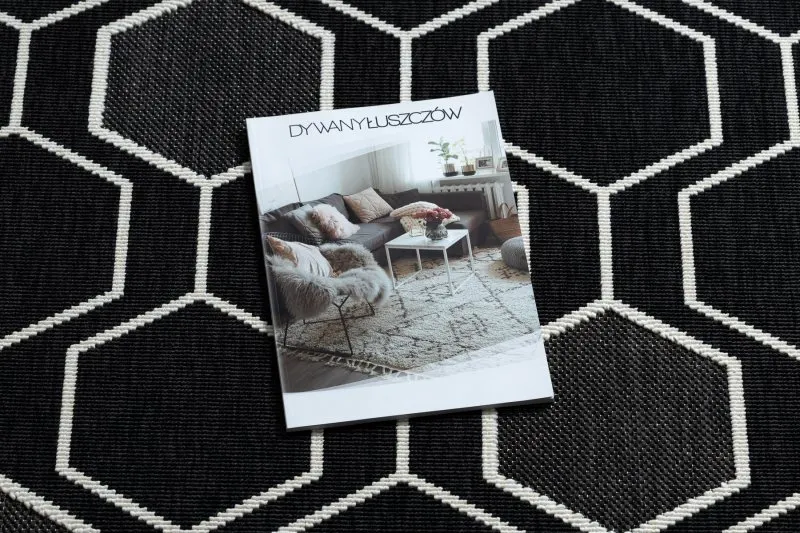Alfombra SPRING 20404993 Sisal hexagonal, bucle - negro