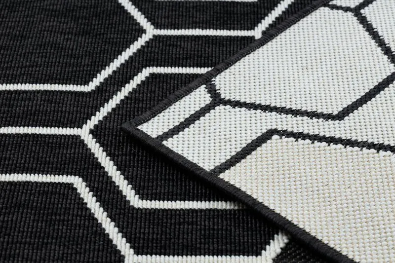 Alfombra SPRING 20404993 Sisal hexagonal, bucle - negro