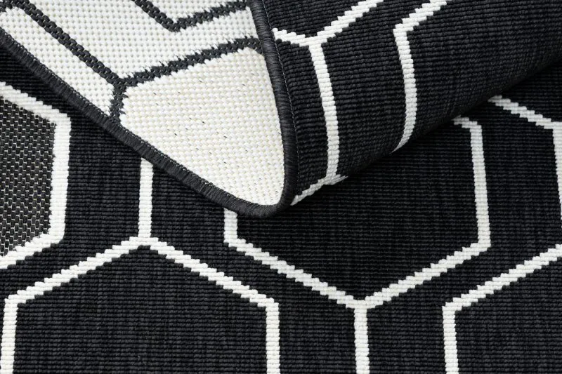 Alfombra SPRING 20404993 Sisal hexagonal, bucle - negro
