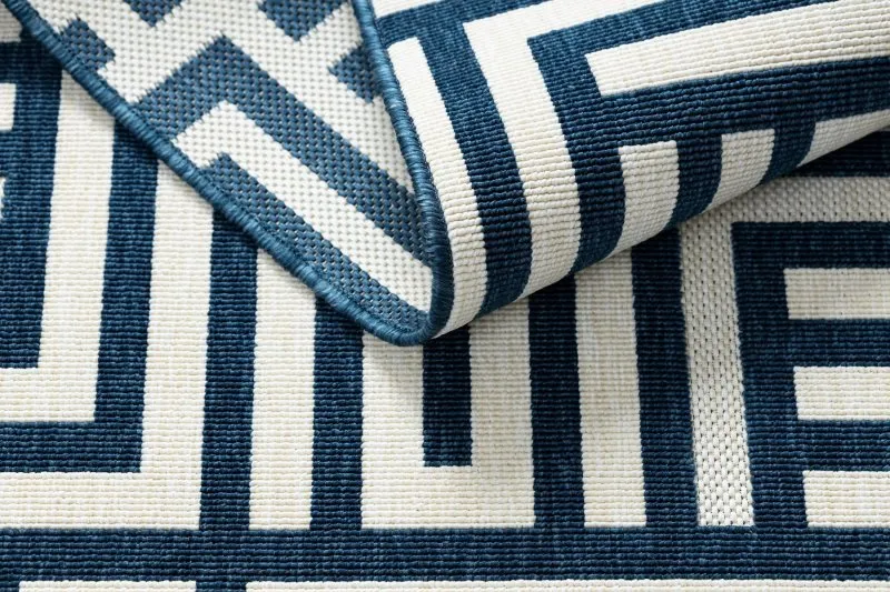 Alfombra SPRING 20421994 Sisal laberinto, bucle - crema / azul