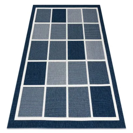 Alfombra SPRING 20426994 Sisal cuadrícula, marco bucle - azul